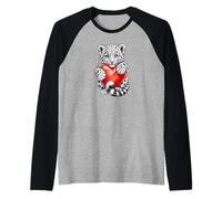 Cute Cub Bengal Tiger Design Growling Wild Animal Maglia con Maniche Raglan