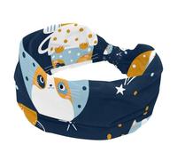 Cute Cup Cats Kitty Stars - Fascia per capelli larga da donna, morbida fascia per capelli a turbante, fascia per la testa antiscivolo, fascia elastica per yoga, allenamento, fascia annodata incrociata
