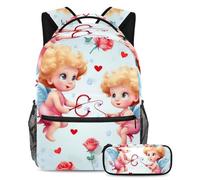 Cute Cupid Keep Your Essentials in One Place, zaino con astuccio, l'ultimo set di zaini per la scuola per studenti, Multicolore#06, B：29.4x20x40cm P：19x7.5x3.8cm, Zaini Daypack