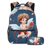 Cute Cupid Keep Your Essentials in One Place, zaino con astuccio, l'ultimo set di zaini per la scuola per studenti, Multicolore#02, B：29.4x20x40cm P：19x7.5x3.8cm, Zaini Daypack