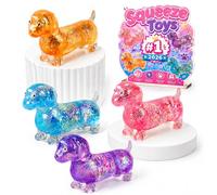 Cute Dachshund Squishy Stress Ball,Glitter Sensory Stress Reliever,with Funny Face,Anxiety Calming Sensory Toy For Adults,for Birthdays And Office Gifting(4psc)