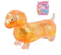 Cute Dachshund Squishy Stress Ball,Glitter Sensory Stress Reliever,with Funny Face,Anxiety Calming Sensory Toy For Adults,for Birthdays And Office Gifting(Blue)