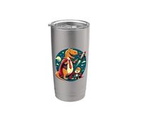 Cute Daddy Dinosaur Son Fathers Day Astronave Bicchiere termico in acciaio inox doppia parete