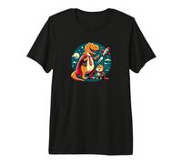 Cute Daddy Dinosaur Son Fathers Day Astronave Maglietta Premium