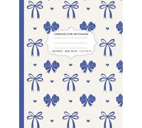 Cute Dark Blue Coquette Composition Notebook: : Wide Ruled Girly Dark Blue Bows Notebook Pretty Aesthetic Journal for Boys/Girls Teens, Women
