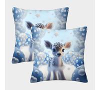 Cute Deer Baby-Winter Fantasy Art Federe Cuscini Per Divano Decorative Available All Seasons Fodere Per Cuscini 2 Pezzi Quadrate Con Cerniera Invisibile Del Divano Arredamento 45x45cm