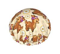 Cute Deer Daisy Cuffia da a di lusso da donna Fodera in PEVA impermeabile riutilizzabile Orlo elasticizzato regolabile per tutti i capelli lunghi Cappello da bagno