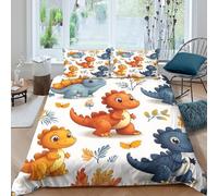 Cute dinosaur kidsSet Di Copripiumino microfibra 3 Pezzi stampa di 3D cerniera nascosta Cartoon baby dino copripiumino con federa soffice ultra morbido e traspirante for bambini Double（200x200cm）