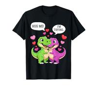 Cute Dinosaur T Rex Dinosaur Couple Hug Me Valentine Day Maglietta