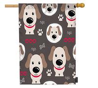 Cute Dog Bones Footprints Welcome House Flag,Animal Dog Smile Face Sweet Heart Kitty Paw Large Garden Flags 28x40 Inch Yard Flag Banner Portico Bandiere per Patio Prato Villa Park Outdoor Decor