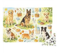 Cute Dog Breeds 1000 Pezzi Puzzle Riciclabile Pet Watercolor Puzzles per Anziani Accessori per Tempo di Gioco in Famiglia Relieve Senile Dementia Great Gift 70x50cm/1000pcs