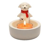 Cute Dog Candle Holder Home Decor - Ceramic 150g Aromatherapy Ornament - Puppy Tea Light Stand Fireplace Mantel Decoration - Birthday Gift Creative Ambience