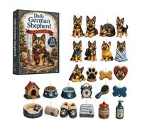 Cute Dog Christmas Decor Acrylic Holiday Ornaments Twenty Four Piece Set | Christmas Countdown Advent 26x18x3cm, For Holiday Birthday Office Wall Window Door Rearview Mirror Home Room