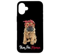 Cute Dog Lover Red Bandana Glasses Mom Shar Pei Mama Custodia per iPhone 16 Plus