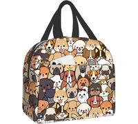 Cute Dog Lunch Bag Kawaii Puppy Lunch Box Animal Print Compact Tote Bag Borsa Riutilizzabile per Le Donne Picnic Spiaggia Lavoro d'ufficio