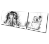 Cute Dog Music iPod DJ Scribble Animals TREBLE TELA parete arte foto stampa