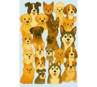Cute Dog Notebook: Adorable Puppy Journal with 100 Lined Pages (6 x 9 inches, Light Blue Cover): Cartoon dog breeds - Beagle, Husky, Golden Retriever, ... more | Perfect gift for kids, teens & adults