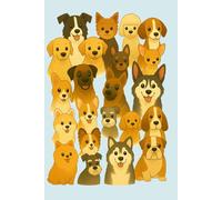 Cute Dog Notebook: Adorable Puppy Journal with 100 Lined Pages (6 x 9 inches, Light Blue Cover): Cartoon dog breeds - Beagle, Husky, Golden Retriever, ... more | Perfect gift for kids, teens & adults