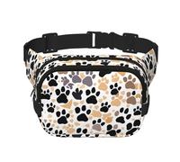 Cute Dog Paw Prints Print Square Double Layer bag Waist Bag Trendy Pack Travel Bag con Bel Regolabile, nero, Taglia unica