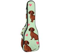 Cute Dog Paws - Custodia per ukulele con papillon e cuori, borsa imbottita per ukulele da concerto da 58 cm, impermeabile e durevole, Multicolore 02, 25.9x9x3.1in/66x23x8cm, Organizer per borse