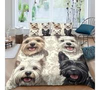 Cute Dog portraitsSet Di Copripiumino morbida microfibra Set di 3 Pezzi stampa 3D con cerniera Artistic pet illust copripiumino con federe traspirante ultra morbido for ragazze Single（140x200cm）