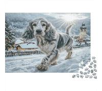 Cute Dog Puzzle 1000 pezzi per adulti e bambini Setter inglese nella neve Regalo divertente e attività per casa Età 12 anni in su 70x50cm/1000 pezzi