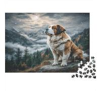 Cute Dog Puzzle adulti per casa San Bernardo sulla roccia di montagna Gioco educativo Decompressione e decorazione parete 52x38cm/1000 pezzi