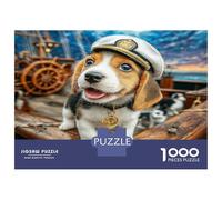 Cute Dog Puzzle da Assemblare Classico Cartoncino Beagle con Cappello da Marinaio sulla Nave Attività Rilassante Adatta alla Famiglia 70x50cm/1000pezzi