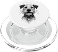 Cute Dog Sketch Scruffy Terrier Face Hand-Drawn Graphic Art PopSockets PopGrip per MagSafe
