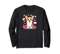 Cute Dog Valentines Corgi Design Maglia a Manica