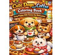 Cute Dogs and Coffee Coloring Book: Cozy Puppy Cafe Scenes for Relaxation: Adorable Dog Cafe Coloring Pages for Stress Relief Relaxation and Creative Fun