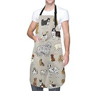 Cute Dogs Animal Print Grembiule impermeabile con 2 tasche Cute Puppy Pets Kitchen Chef Grembiuli Bavaglini per toelettatura Cucinare Pittura Giardinaggio