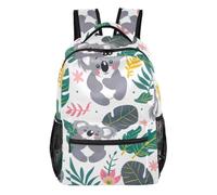 Cute Donut - Zaino nero con tasche multiple, cinghie regolabili, Carino Koala Bianco, Medium, Zaino casual per la scuola | Zaino scolastico per ragazze con più zone di stoccaggio, bordo in tessuto