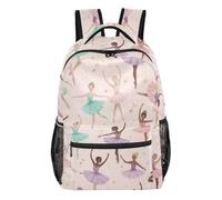 Cute Donut - Zaino nero con tasche multiple, cinghie regolabili, Elegante Ballerina Rosa, Medium, Zaino casual per la scuola | Zaino scolastico per ragazze con più zone di stoccaggio, bordo in tessuto