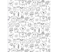Cute Doodle Notebook: Fun Hand Drawn Character Journal. 110 Lined Pages. Soft Matte Cover with Black and White Design for Kids and Teens
