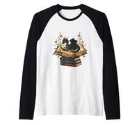 Cute Dragon Books Cottagecore Flower Bookworm Lover Maglia con Maniche Raglan