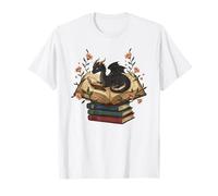 Cute Dragon Books Cottagecore Flower Bookworm Lover Maglietta