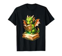 Cute Dragon Reading Book, Booish Teacher Librarian Bookworm Maglietta