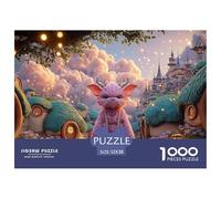 Cute Dragon with Fluffy Pink Fur 1000 Pezzi Taglio Preciso Puzzle Whimsical Hill House Vivace Jigsaw Arredo Per Bambini 52x38cm/1000pcs
