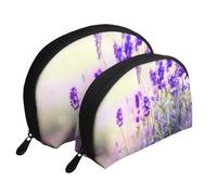 Cute Dragonfly portatile Shell Cosmetic Bag Set - Travel Makeup Organizer con cerniera e scomparti interni, Fiore di lavanda, Taglia unica