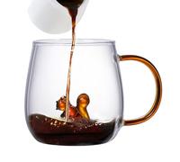 Cute Drinking Glasses - High Borosilicate Glass 7 x 9 cm 380 ml | 3D Animal Cups Heat Resistant | Cartoon Squirrel Rabbit Duck Cat Paw Hedgehog Crane Mug for Cold and Hot Drinks Bar Cafe Home Daily