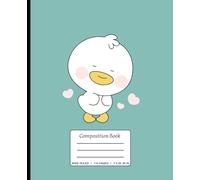 Cute Duck Composition Notebook - Kawaii Duck Journal with Mint Green Background & Hearts | 110 Pages, Wide Ruled, 7.5 x 9.25 in | Fun Notebook for Kids, Girls & Teens