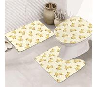 Cute Duck Set Di Tappetini Da Bagno 3 Pezzi Lavabile Zerbino Morbida Tappetino Contorno Wc Per Toeletta La Casa Doccia