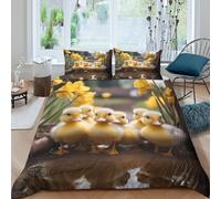 cute ducklingscopripiumino microfibra 3 Pezzi stampa 3D cerniera nascosta spring garden scene Set Di Copripiumino incluso federe per cuscini aiosa for bambini e adolescenti Super king（260x220cm）