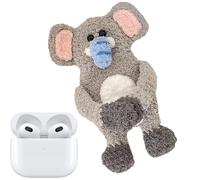 Cute Earbud Case Cover, Handmade Animal Shape, 7,87 x 7,87 in Coin Purse Cartoon, Gancio Pouch Knitting, Angolo Pocket for Commuting Accessories, Divertimento, Small Storage, Everyday Use, grigio, Se