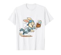 Cute Easter Bunny Diving Catch The Eggs Baseball Bunny Bambini Maglietta