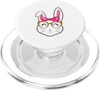 Cute Easter Bunny Face Leopard Occhiali Rosa Bow Ragazza donne PopSockets PopGrip per MagSafe