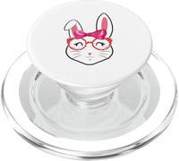 Cute Easter Bunny Face With Pink Bow Retro Occhiali da sole Ragazza PopSockets PopGrip per MagSafe
