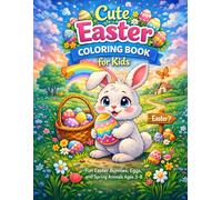 Cute Easter Coloring Book for Kids: 55 Cute Easter Bunnies, Eggs, Chicks & Spring Scenes | Easy Coloring Pages for Toddlers, Preschool & Kindergarten Ages 3-8