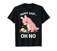 Cute Easter Happy East... Oh No Trex Pink Dinosaur Crying Maglietta